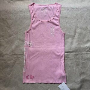 Chrome Hearts Pink T Bar Script Logo Tank Top